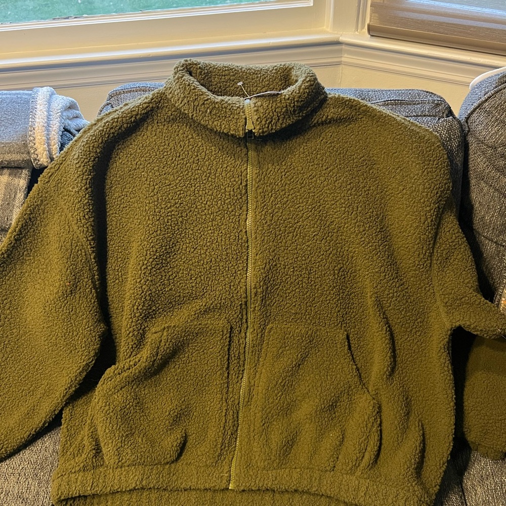 Cozy Olive Green Fleece maternity sweater